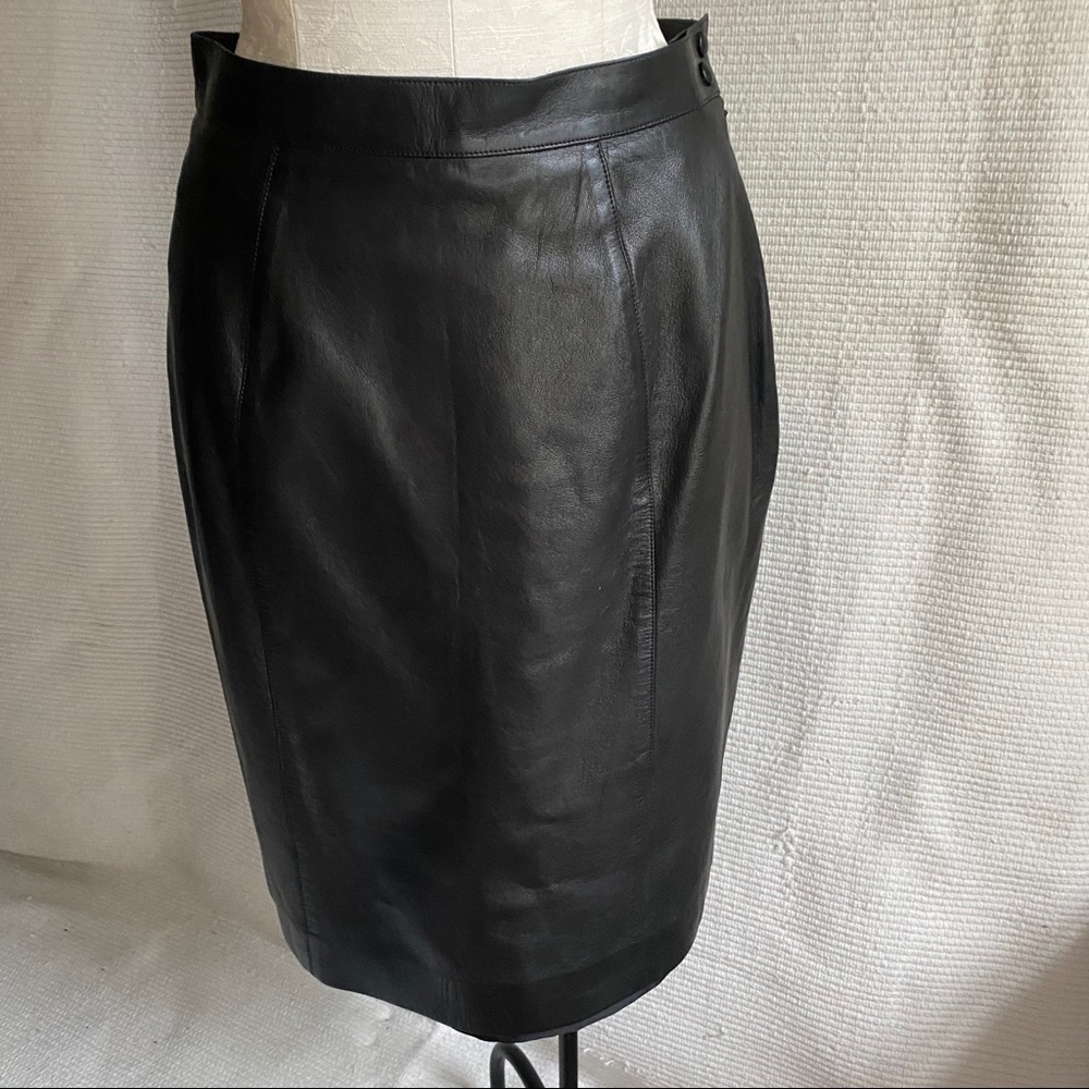 Thierry Mugler 8 Vintage 90s Leather Pencil Skirt - Picture 3 of 16
